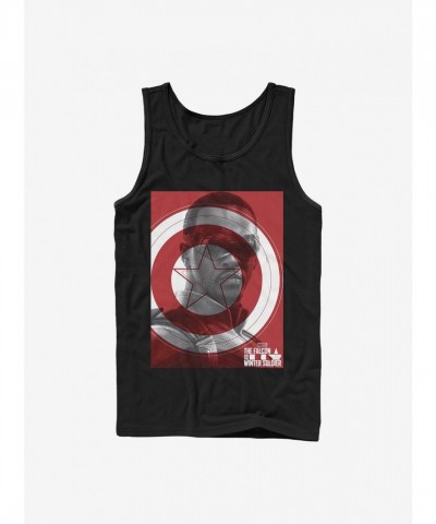 Marvel The Falcon Shield Tank Top for Men - Black, 100% Cotton