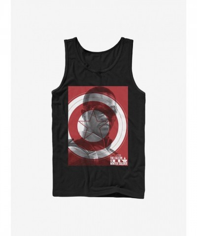 Marvel The Falcon Shield Tank Top for Men - Black, 100% Cotton