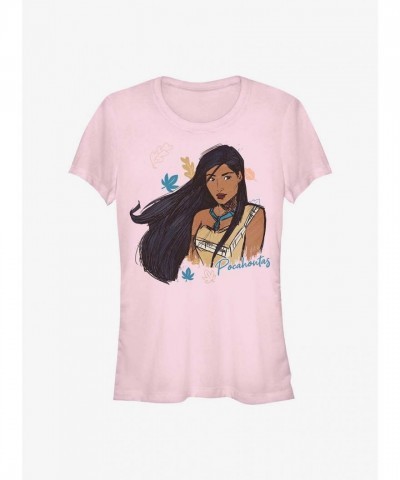 Disney Pocahontas Cartoon Tee for Girls - Soft Pink