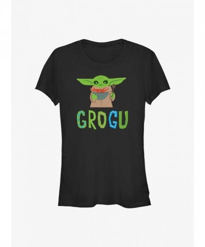 The Mandalorian Child Snacks Lightweight T-Shirt for Girls - Junior Sizes BLACK