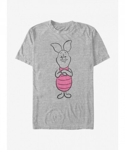 Disney Piglet Sketch T-Shirt in Grey - Men's Lightweight Cotton