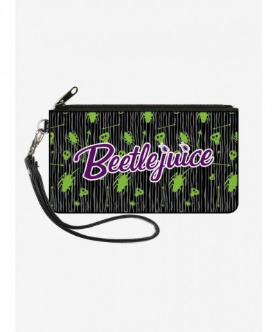 Beetlejuice Roach Skull Doodles Compact Wallet Clutch