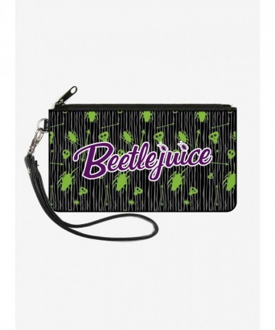 Beetlejuice Roach Skull Doodles Compact Wallet Clutch