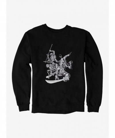 Teenage Mutant Ninja Turtles Battle Poses Unisex Sweatshirt - Black and White