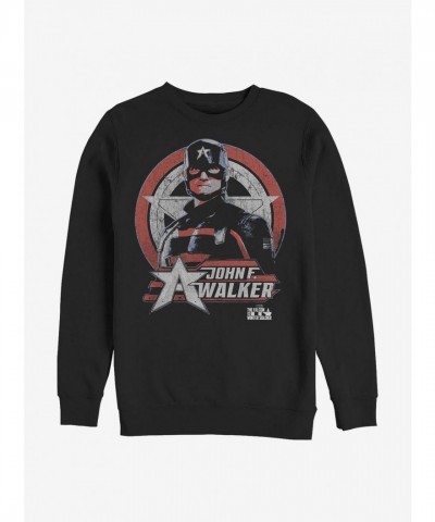 Marvel The Falcon and Winter Soldier Captain America Shield Crew Sweatshirt - Men's Black