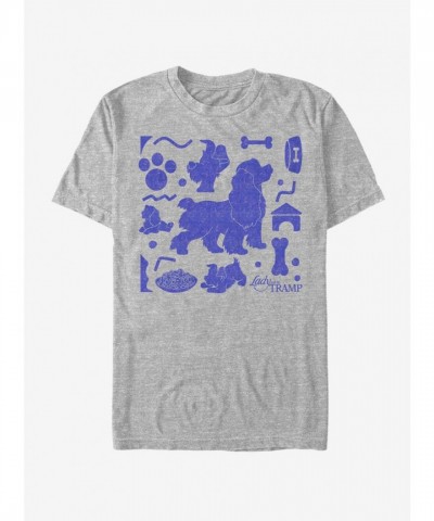 Disney Lady And The Tramp Character T-Shirt - Men's Grey