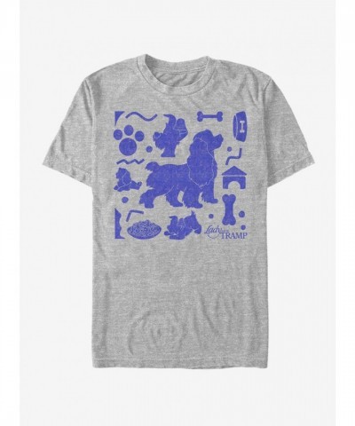 Disney Lady And The Tramp Character T-Shirt - Men's Grey