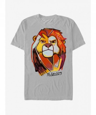 Disney Simba Lion King Abstract T-Shirt - Silver for Men