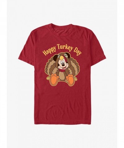 Disney RED Turkey Day Mickey Mouse T-Shirt for Men