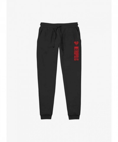 Superman Metropolis Logo Joggers - Black Cotton Sweatpants for Men
