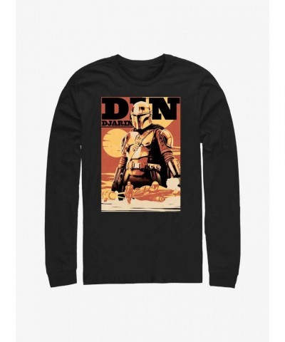 Star Wars Mandalorian Din Djarin Graphic Tee - Black Men's Long Sleeve