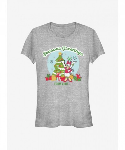 Disney Grey Daisy Duck Holiday Greetings Girls T-Shirt