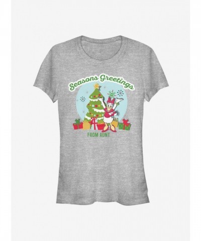 Disney Grey Daisy Duck Holiday Greetings Girls T-Shirt