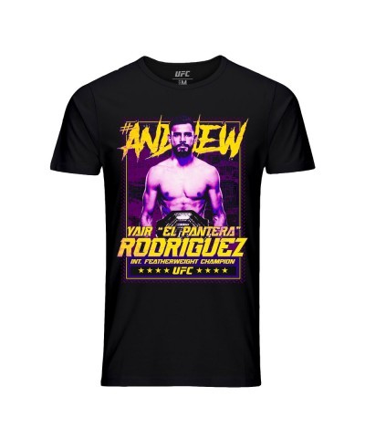 Men's Official UFC Yair Rodriguez Champ T-Shirt - Comfortable Black棉质