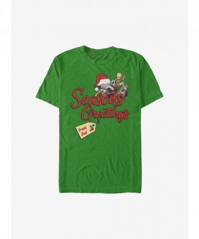 Marvel Dad's Holiday Greetings T-Shirt - Green for Men