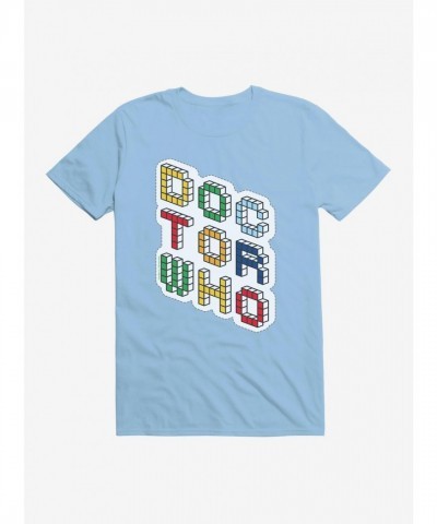 Doctor Who 13th Doctor Cubed Badge T-Shirt - Men's Blue Lightweight Cotton