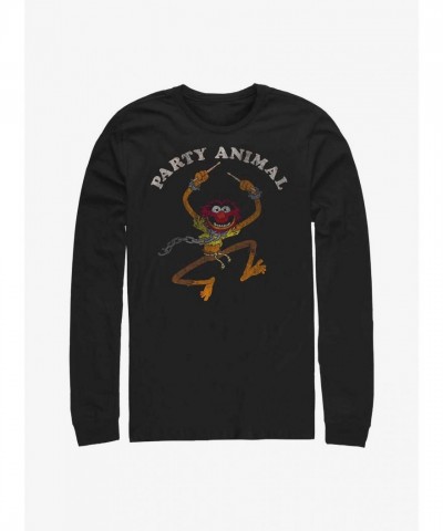 Disney Party Animal The Muppets Men's Black Cotton Long Sleeve T-Shirt