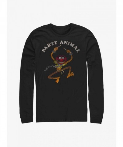 Disney Party Animal The Muppets Men's Black Cotton Long Sleeve T-Shirt