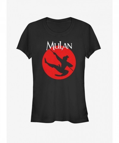 Disney Mulan Warrior Silhouette T-Shirt for Girls - Black