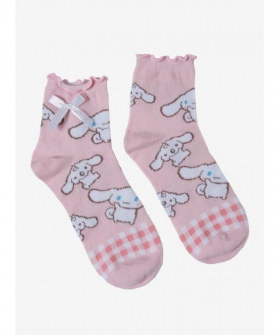 Cinnamoroll Pink Gingham Bow Ankle Socks for Girls