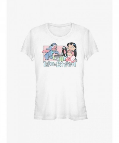 Disney Girls Lilo & Stitch Twin Records White T-Shirt