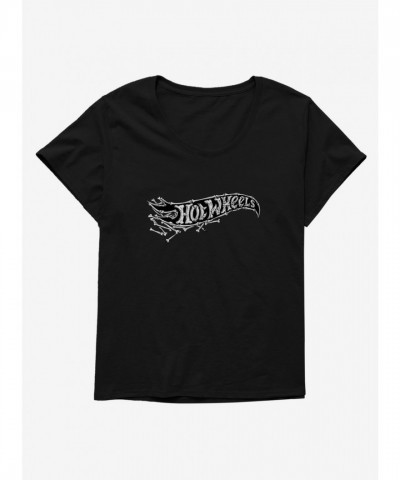 Hot Wheels Girls Plus Size Halloween T-Shirt - Black Bones Logo