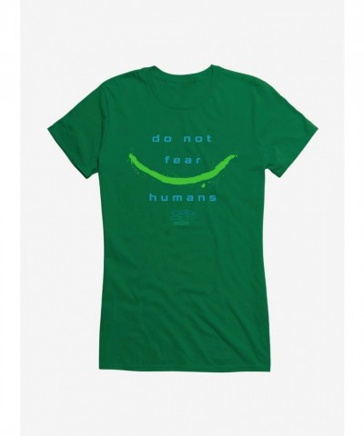 Eden Girls T-Shirt: Do Not Fear Humans - Green Lightweight Cotton