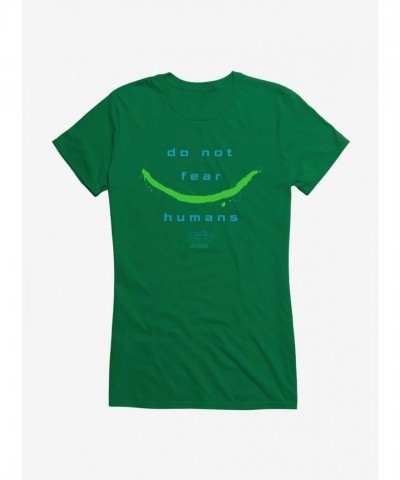 Eden Girls T-Shirt: Do Not Fear Humans - Green Lightweight Cotton