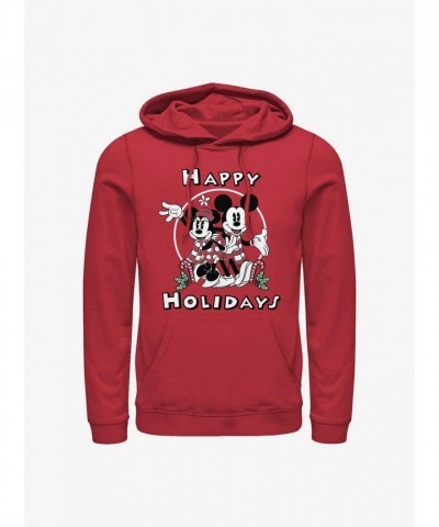 Disney Holiday Hoodie Featuring Mickey & Minnie - Men's Red