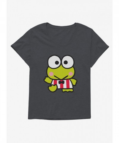 Keroppi Plus Size Scoop Neck Waving Stripes Girls T-Shirt