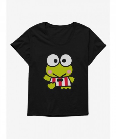 Keroppi Plus Size Scoop Neck Waving Stripes Girls T-Shirt