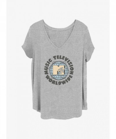 MTV Global Logo Plus Size Grey T-Shirt for Girls