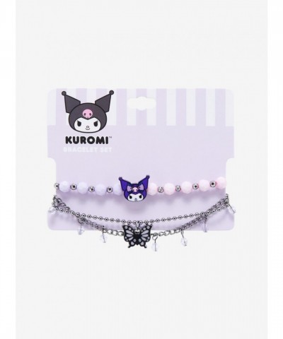 Kuromi's Charmed Butterfly Bead Bracelet Trio for Girls
