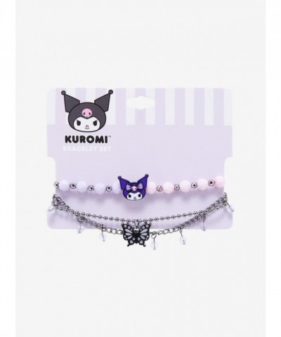 Kuromi's Charmed Butterfly Bead Bracelet Trio for Girls