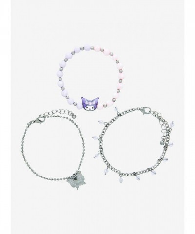 Kuromi's Charmed Butterfly Bead Bracelet Trio for Girls
