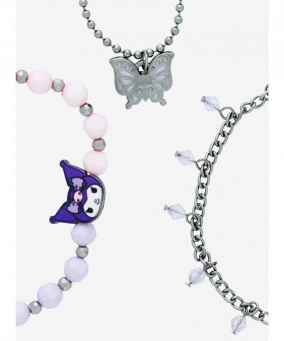 Kuromi's Charmed Butterfly Bead Bracelet Trio for Girls