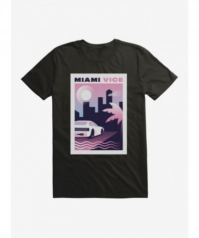 Miami Vice Inspired Pastel City Scene Men's T-Shirt