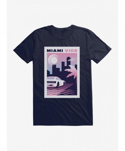 Miami Vice Inspired Pastel City Scene Men's T-Shirt