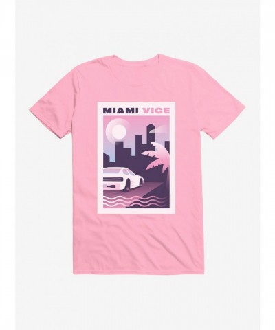 Miami Vice Inspired Pastel City Scene Men's T-Shirt
