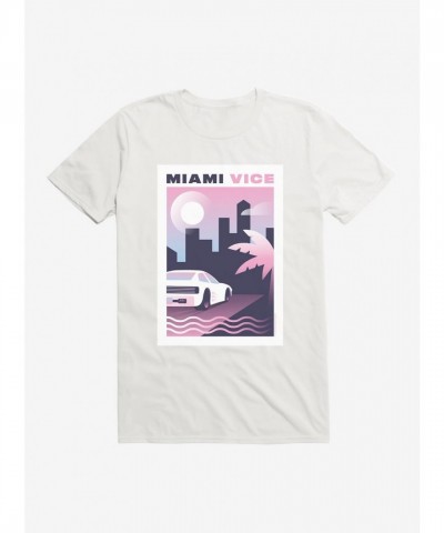 Miami Vice Inspired Pastel City Scene Men's T-Shirt