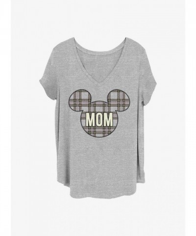 Disney Plus Size Grey Girls T-Shirt with Mickey Mouse Mom Holiday Patch