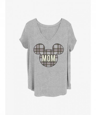 Disney Plus Size Grey Girls T-Shirt with Mickey Mouse Mom Holiday Patch