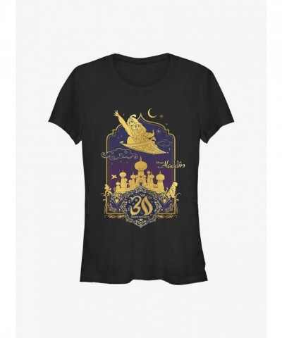 Disney Aladdin & Jasmine 30th Anniversary Lightweight T-Shirt - Black for Girls