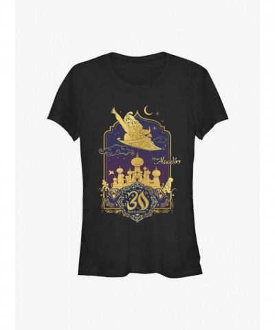 Disney Aladdin & Jasmine 30th Anniversary Lightweight T-Shirt - Black for Girls