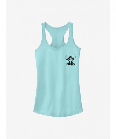 Disneys Vintage Stitch Lined Tank Top for Girls - Blue Cotton