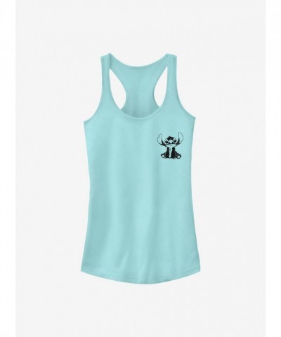Disneys Vintage Stitch Lined Tank Top for Girls - Blue Cotton