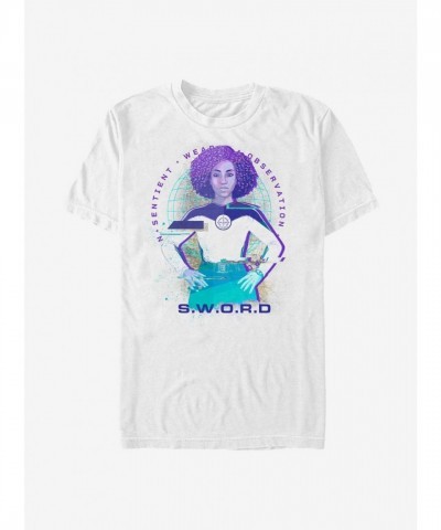 Marvel Glitch S.W.O.R.D T-Shirt for Men - WandaVision White