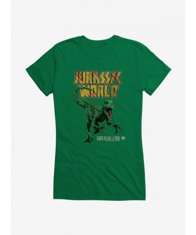 Jurassic Park Girls T-Shirt - Lightweight Cotton "Life Finds A Way" Tee
