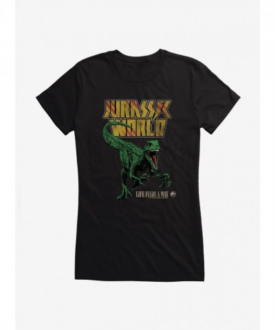 Jurassic Park Girls T-Shirt - Lightweight Cotton "Life Finds A Way" Tee