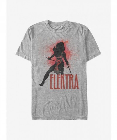 Marvel Elektra Spray Paint Print Black T-Shirt
